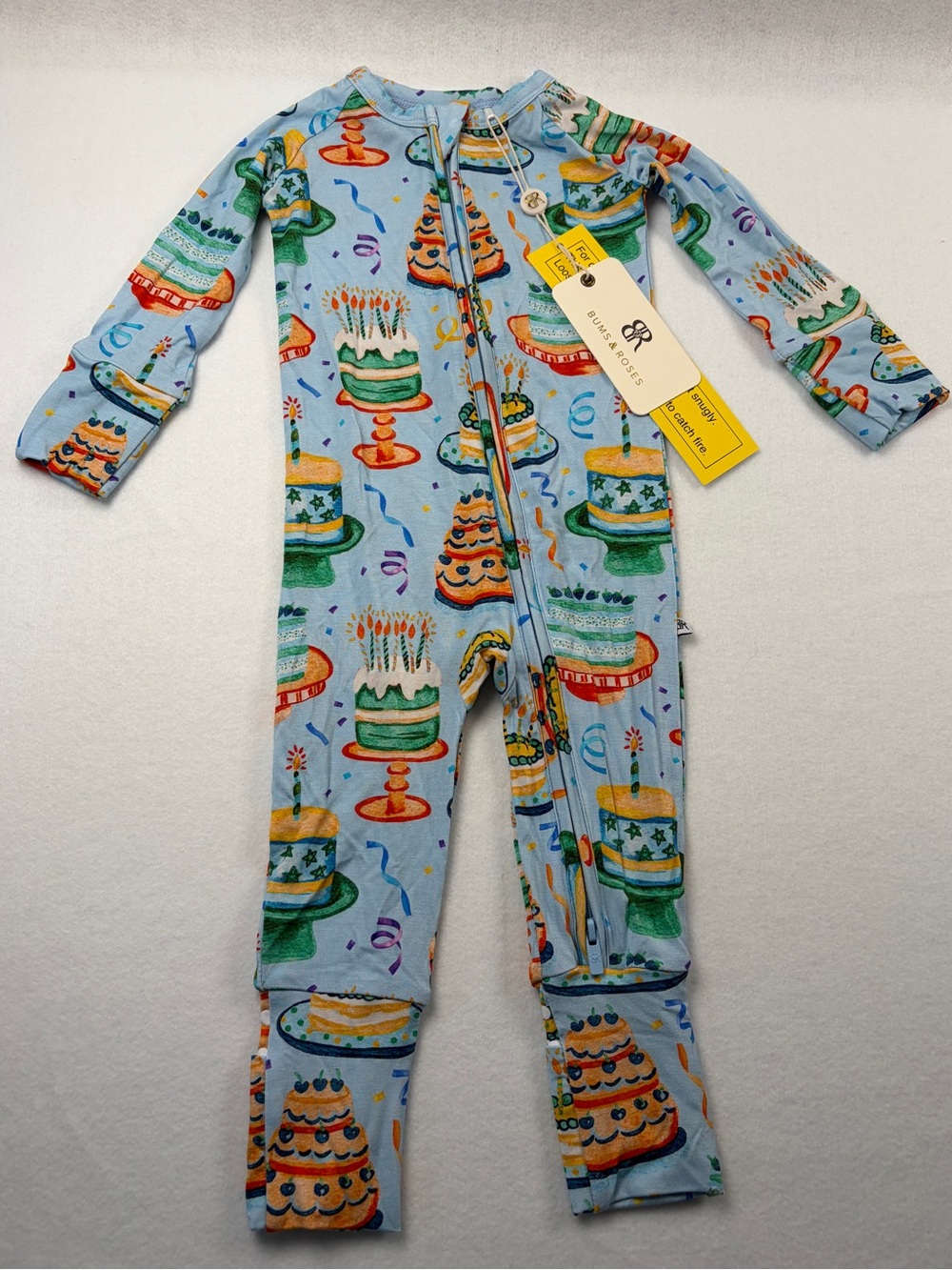 NWT Bums & Roses Piece O’ Cake Zippy Footie Convertible Romper 3-6 Months